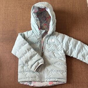 The North Face Mint Green Hooded Puffer Jacket